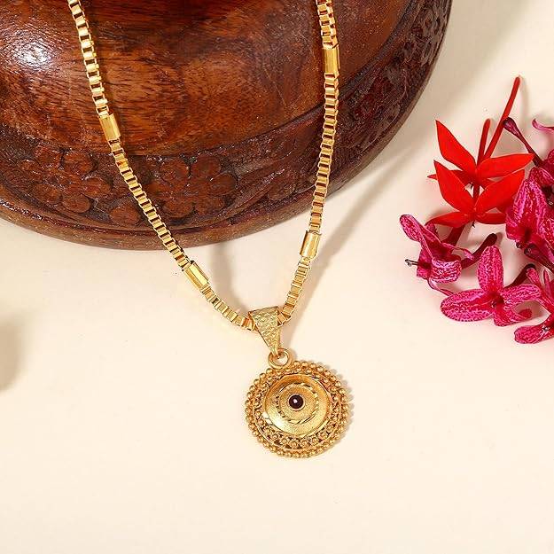 Gehena By Estele Fashion Jewelry Floral Pendant Necklace For Women: Gold Plated Trendy Floral Pattern Li : OSAK027-IGRDPENDANT