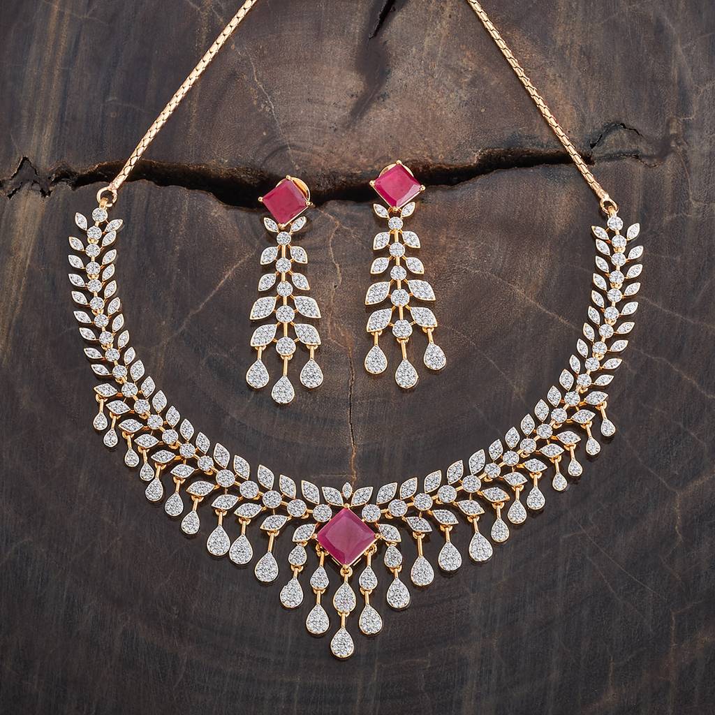Kushal'S Fashion Jewellery Gold Plated Cubic Zirconia Studded Jewellery Set-177071 : 424445