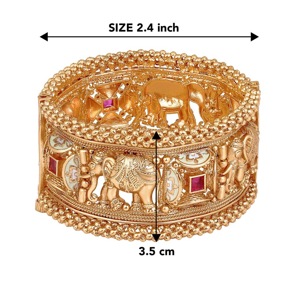 Traditional Gold Plated Thick Single Piece Openable Kadaa Bangle Jewellery For Women : PF74B140-S1-4