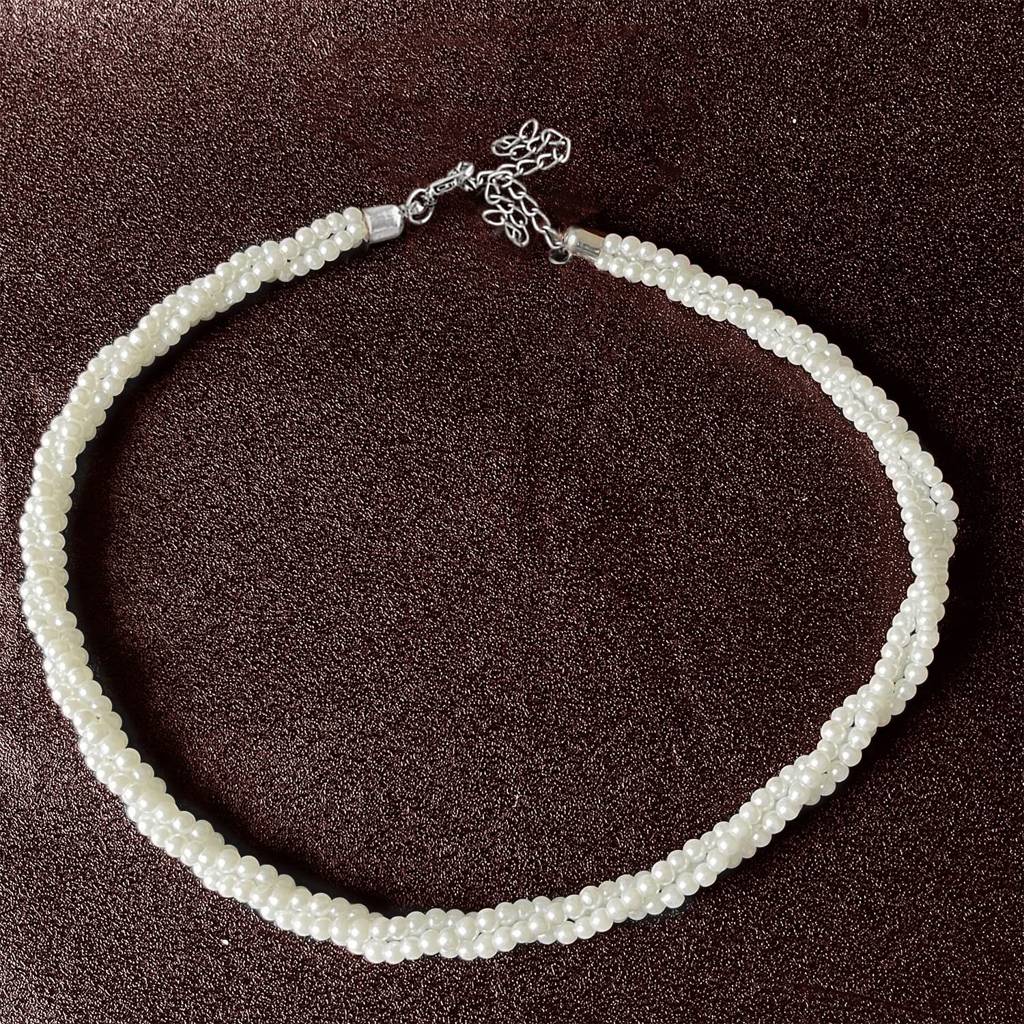 Silver Plated White Beads Studded Necklace Stylish Fashion Casual Jewellery For Women & Girls (Px9N56) : PX9N56