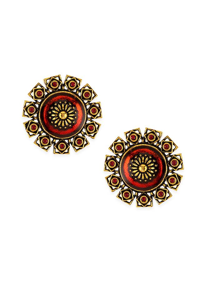 Arabian Nights Antique Gold Round Brass Jewellery Set : 8905124423969