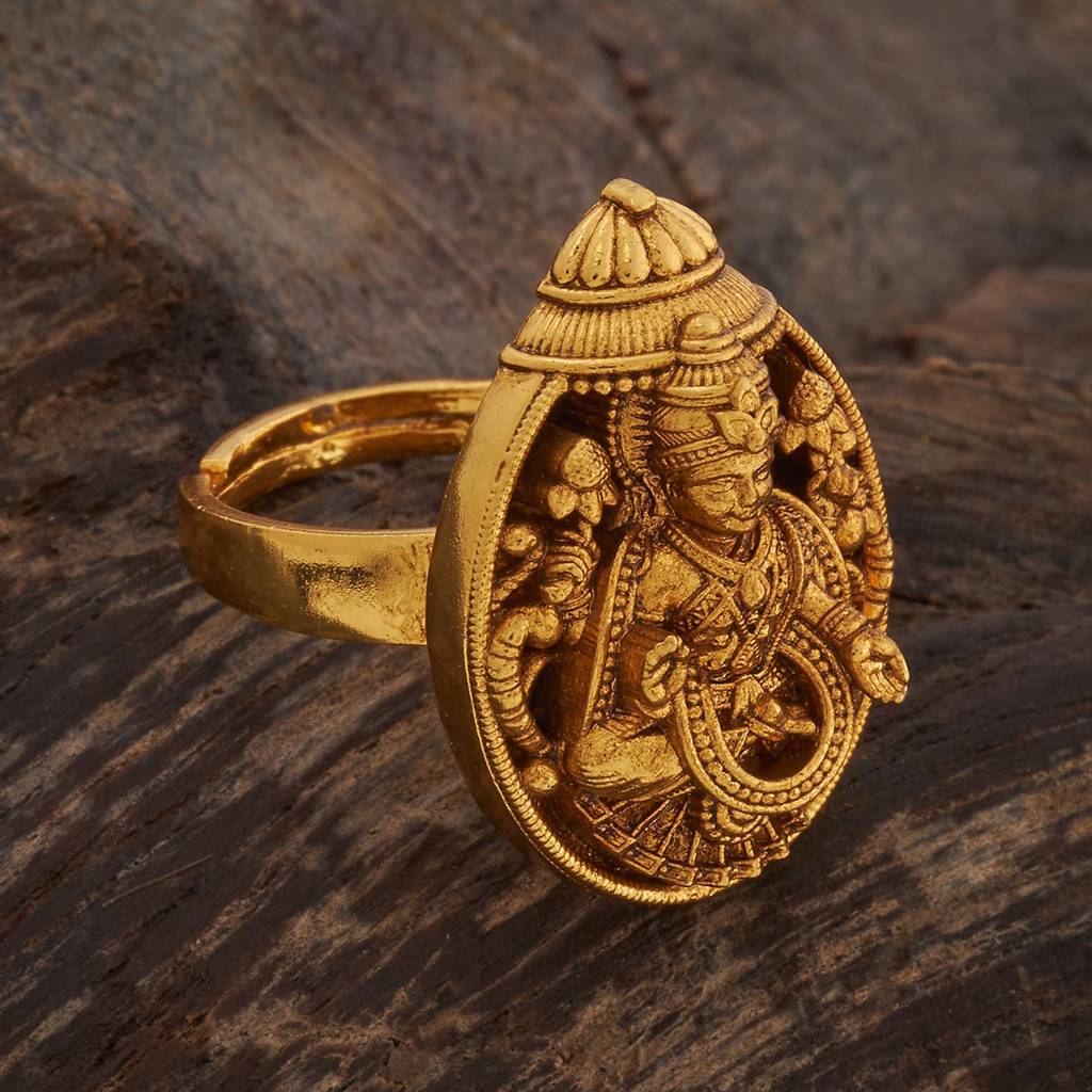 Kushal'S Fashion Jewellery Gold Gold-Plated Ethnic Antique Finger Ring -182542 : 435972