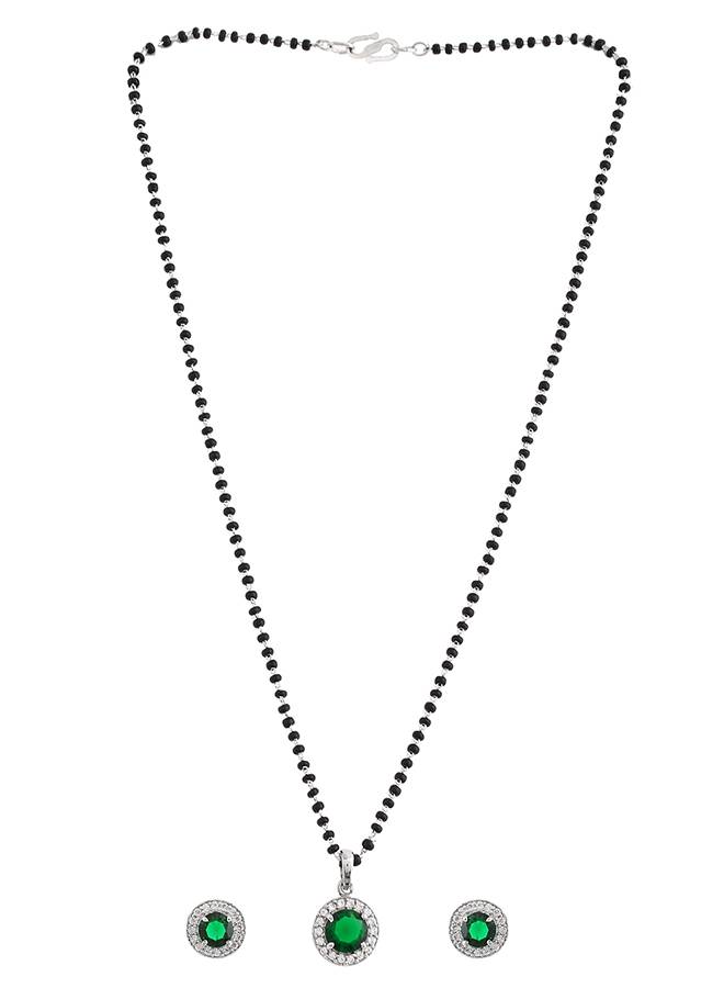 Sparkling Essentials Green Round Silver Magalsutra : 8905124495348
