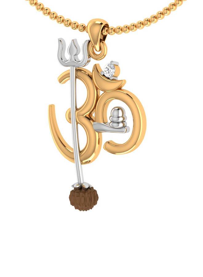 Om Design Rudraksha Studded Pendant With Chain For Men : 8907617808017