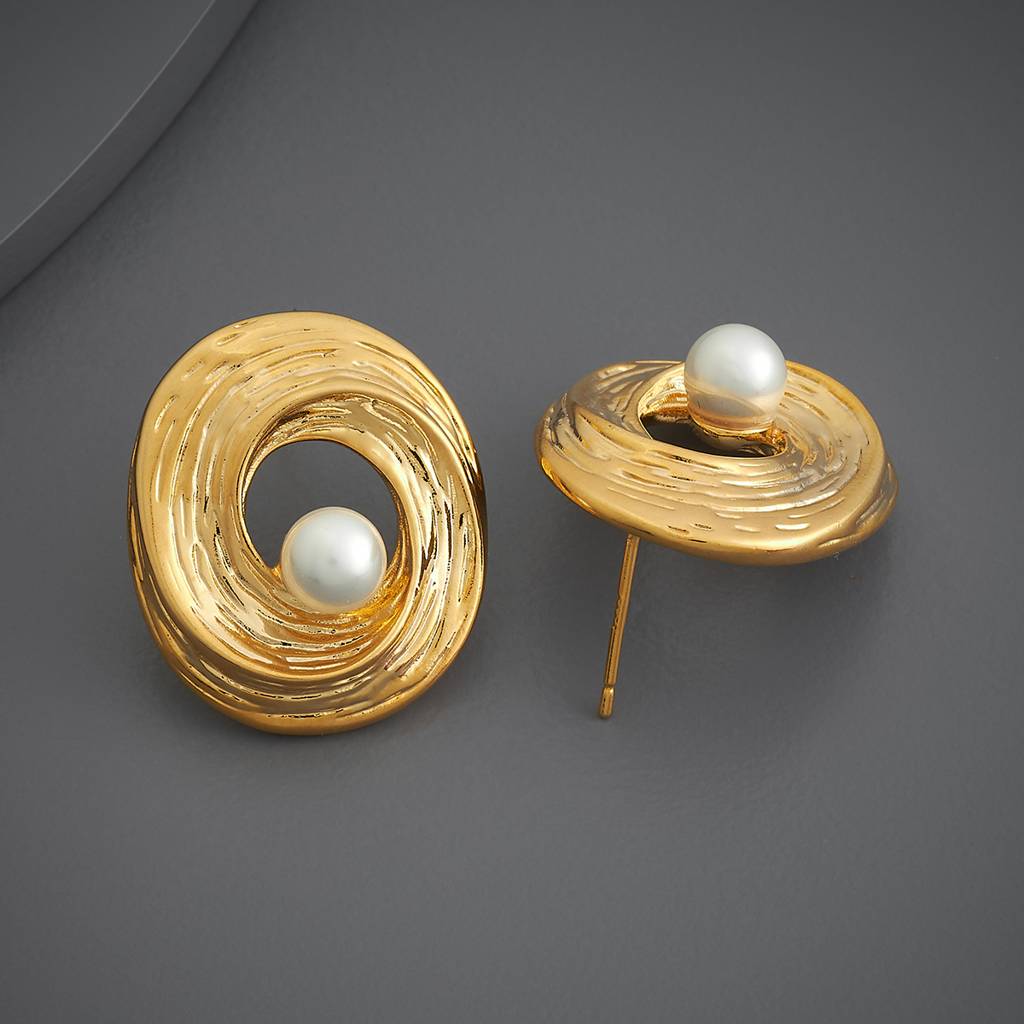 Kushal'S Fashion Jewellery Pearl Gold-Plated Party Zircon Studs Earring-185884 : 443329