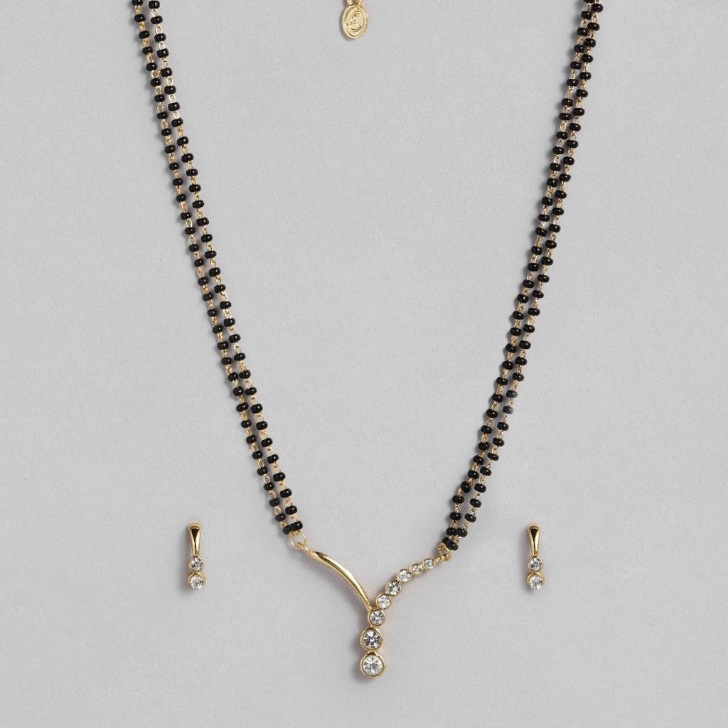 Estele Gold Plated Rain Drops Mangalsutra Necklace Set With Austrian Crystals For Women : EMS12080007NKER
