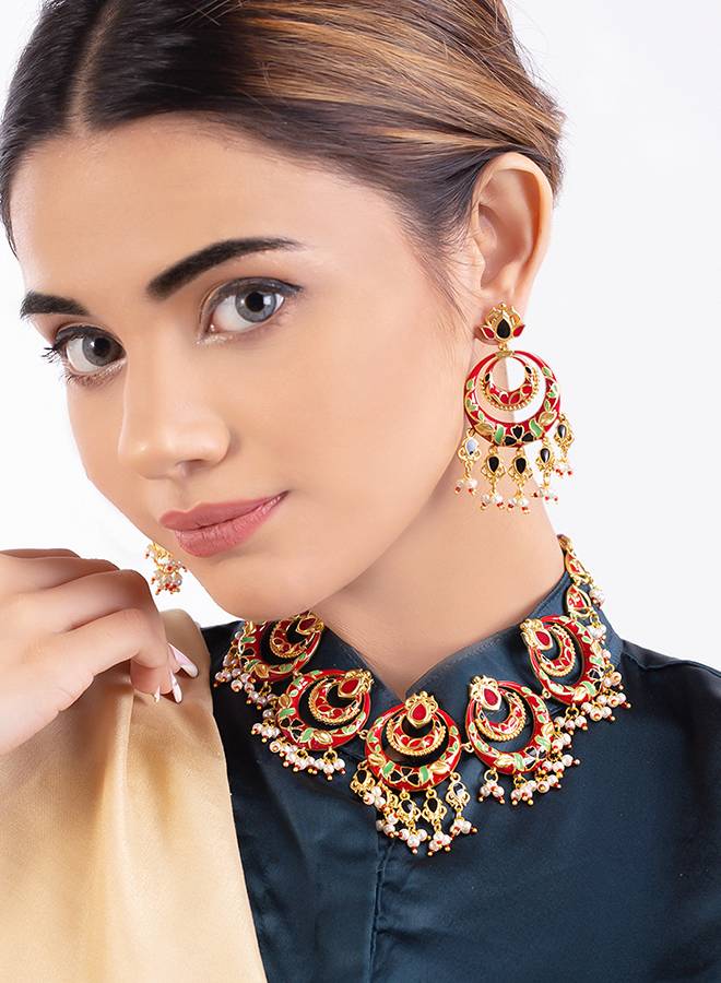 Tahira Traditional Chandbali Necklace Set : 8905124082036