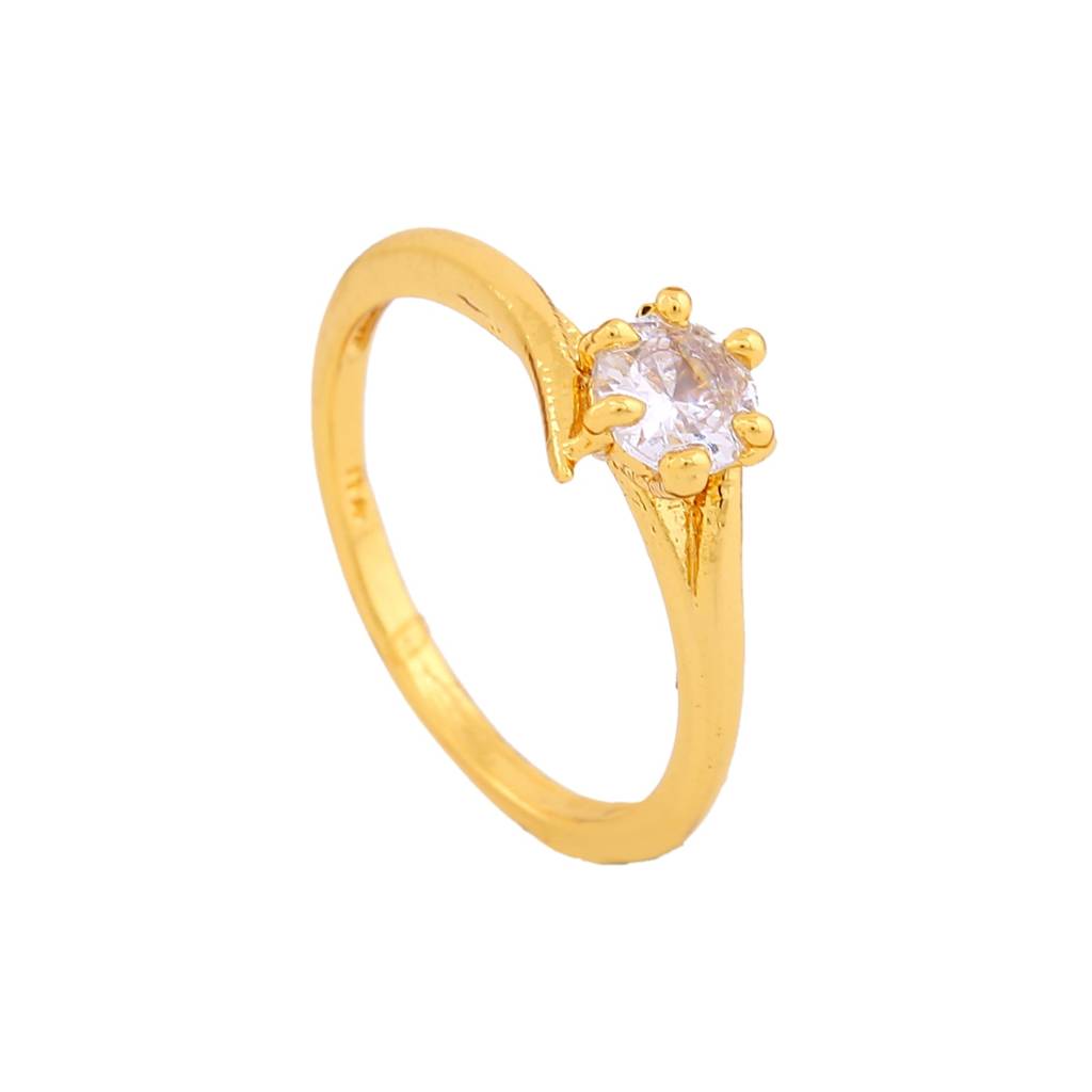 Estele Gold Plated Cz Solitaire Finger Ring For Women : AD-075RING