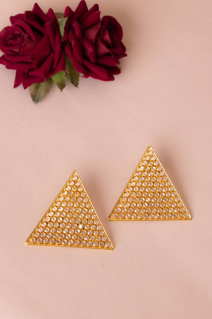 Essence Scintillating Triangle Classic Gold Stud Earring : SE607-1-2-1