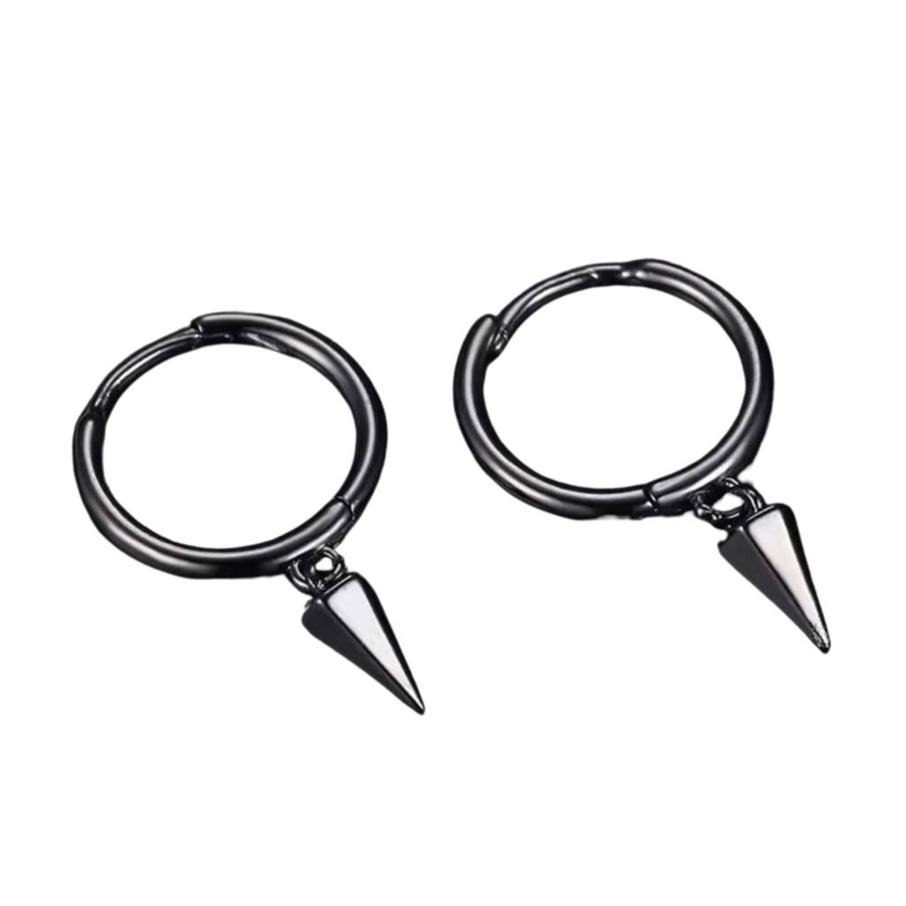 Black Sharp  Loop Hoop Earrings : ME2C0187