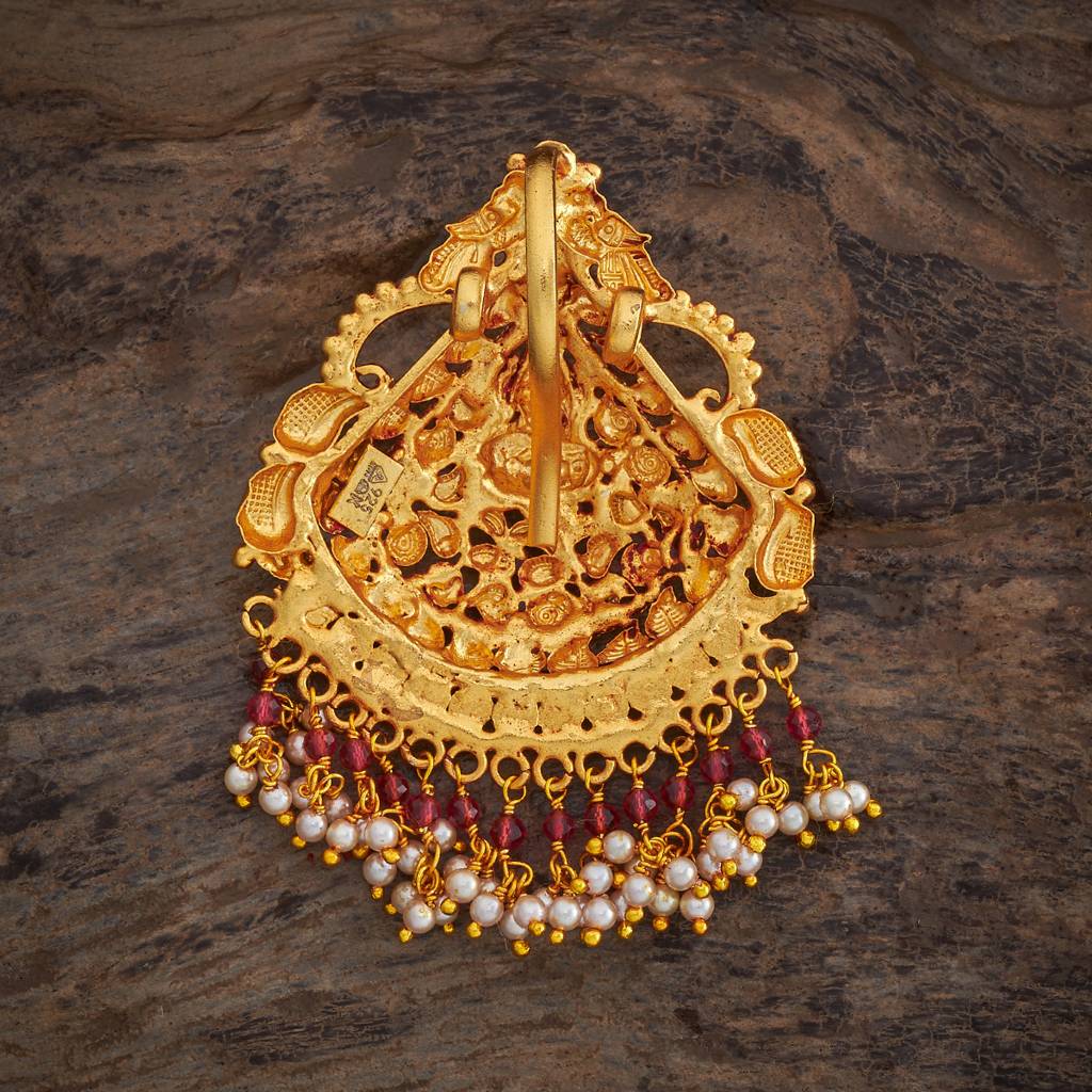 Kushal'S Fashion Jewellery Ruby-Green Gold-Plated Ethnic 92.5 Pure Silver Temple Pendants-177458 : 425412