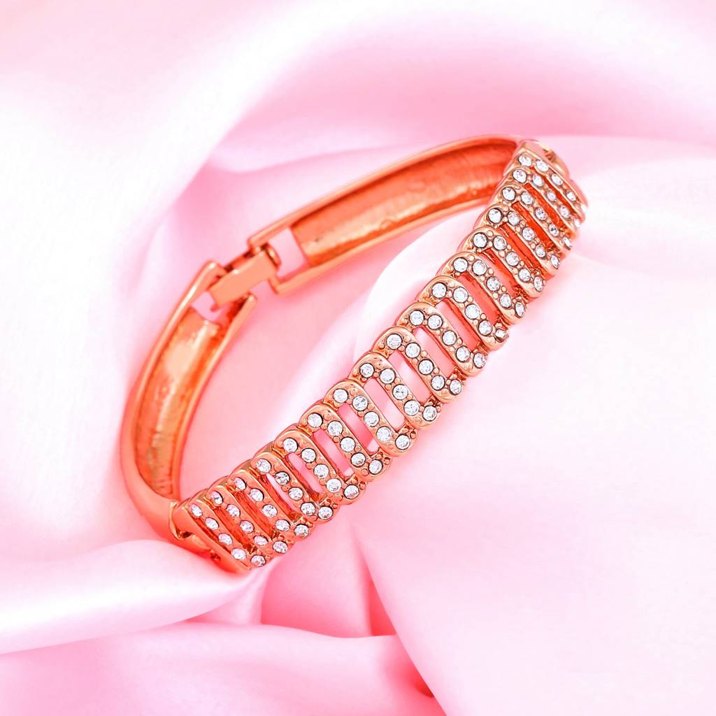 Estele Rosegold Plated Sparkling Bracelet With White Austrian Crystals For Girls And Women : 100944-RGBR