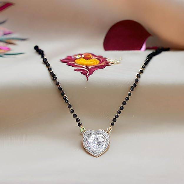 Gehena By Estele Fashion Jewelry Mangalsutra Necklace For Women: Gold & Rhodium Plated Shining White Cryst : OSAKMS014-2TNWENK