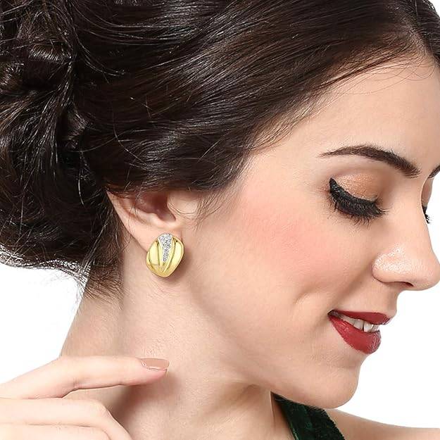 Estele Gold & Rhodium Plated Stud Earrings With Austrian Crystals For Women : 672705ER