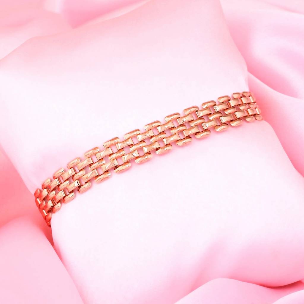 Estele Rosegold Plated Slender Brick Link Bracelet For Girls And Women : 215-RGBR