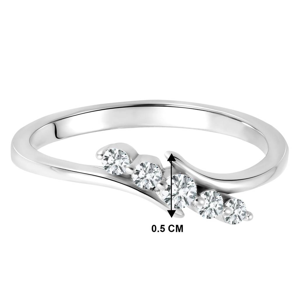 925 Sterling Silver Rhodium Plated Cubic Zirconia Proposal Ring For Women Girls : PF23R08-6