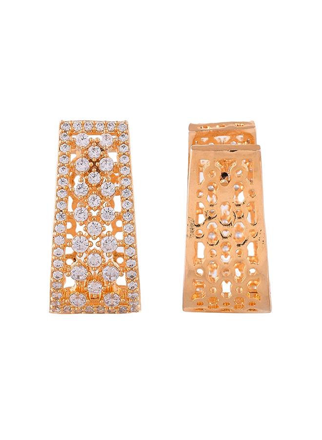 Sparkling Elegance Lattice Pattern Diamond Cut Cz Earrings : 8905124529395