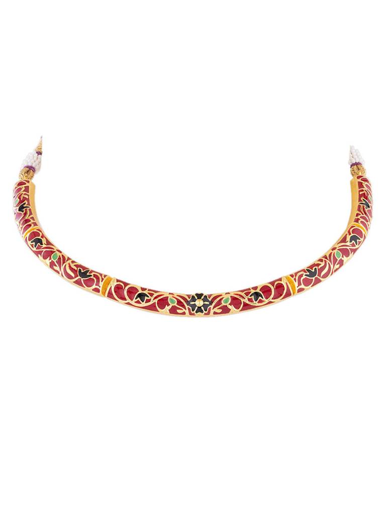 Tahira Enameled Choker Necklace Set : 8905124082074