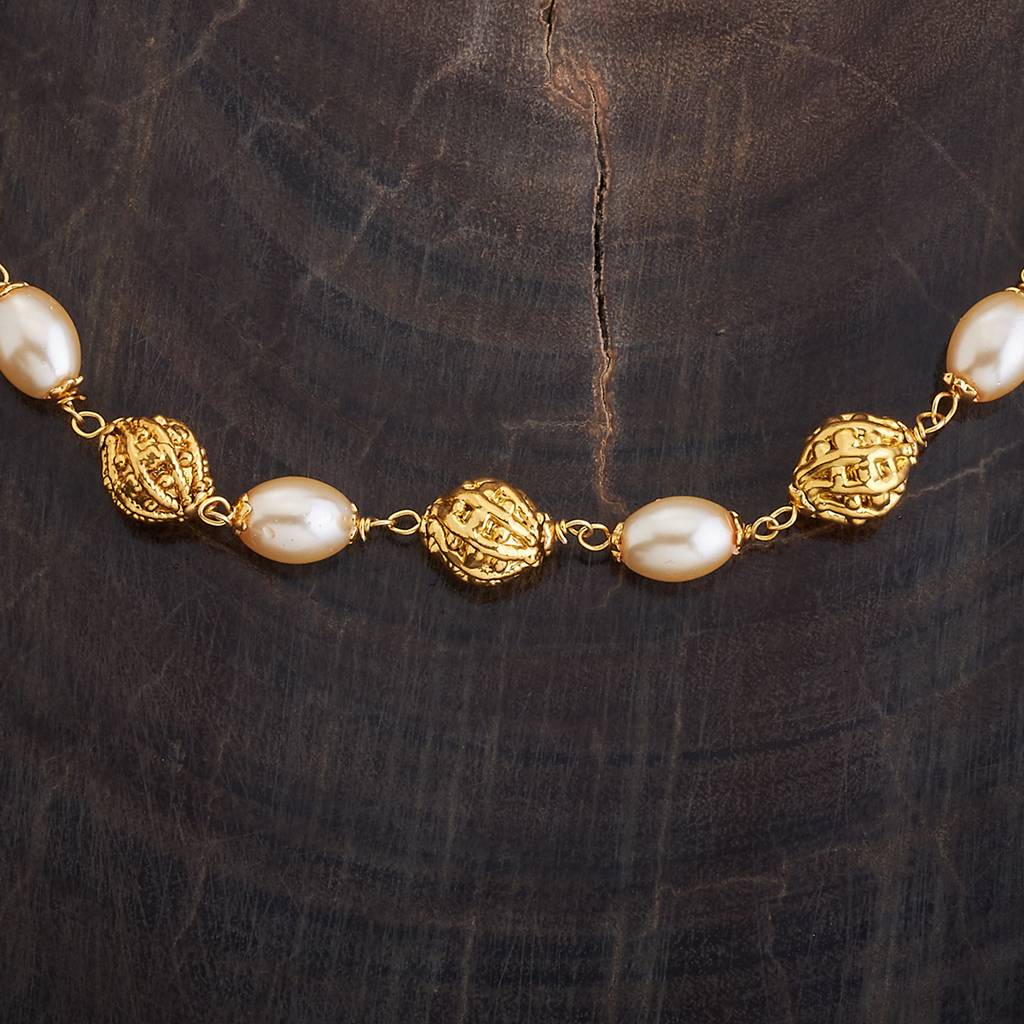 Kushal'S Fashion Jewellery Pearl Gold-Plated Copper Ethnic Antique Mala Necklace-173492 : 416498