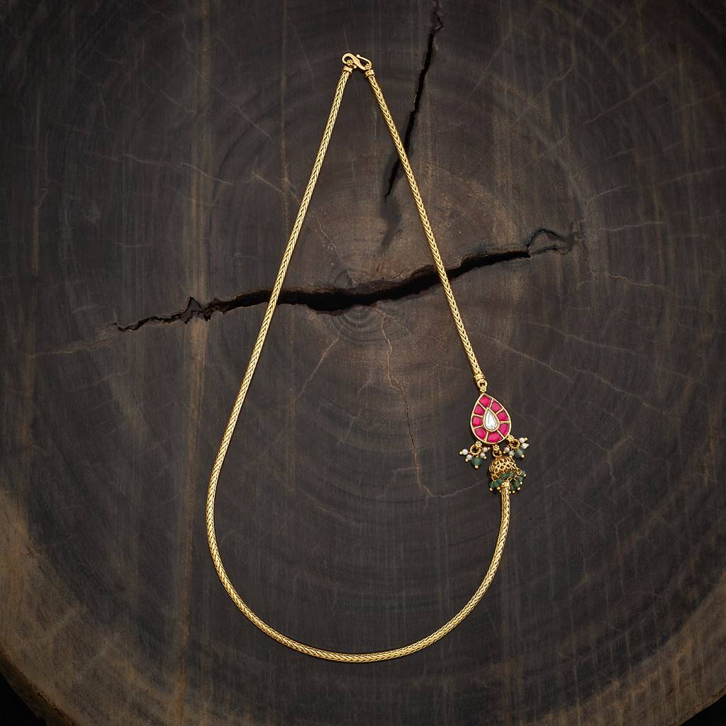 Kushal'S Fashion Jewellery Ruby-Green Gold-Plated Ethnic Antique Necklace-181049 : 432985