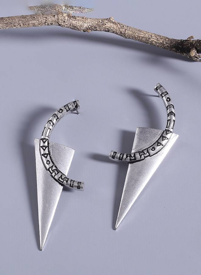 Aztec Bar Half Circle And Triangle Earrings : 8905124032260