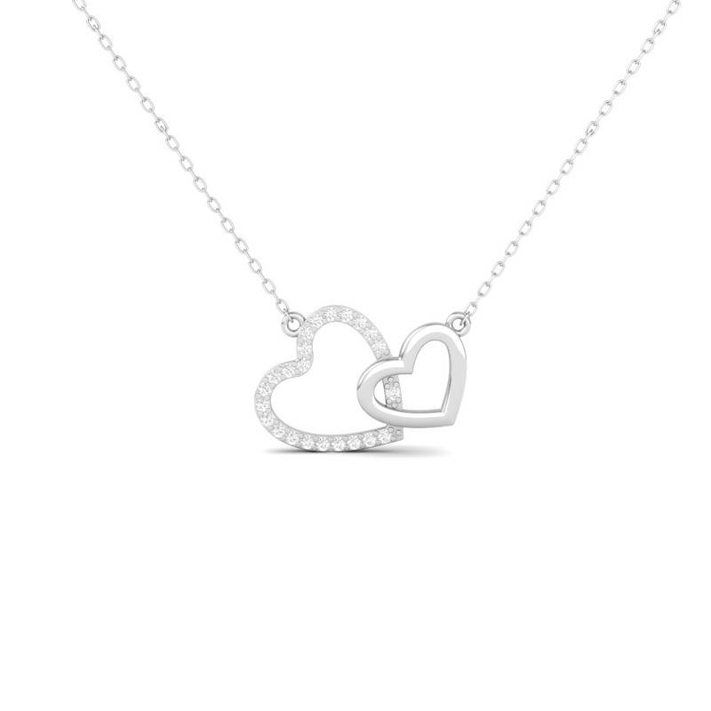 Interlocking Hearts Moissanite Necklace : TGDP-292-Y