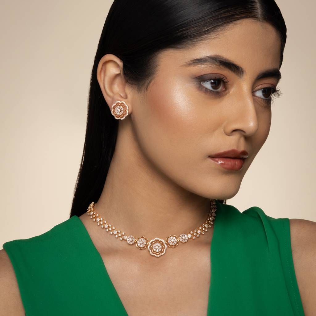 White  Gold-Plated Party Zircon Jewellery Set - 456458 : 456458