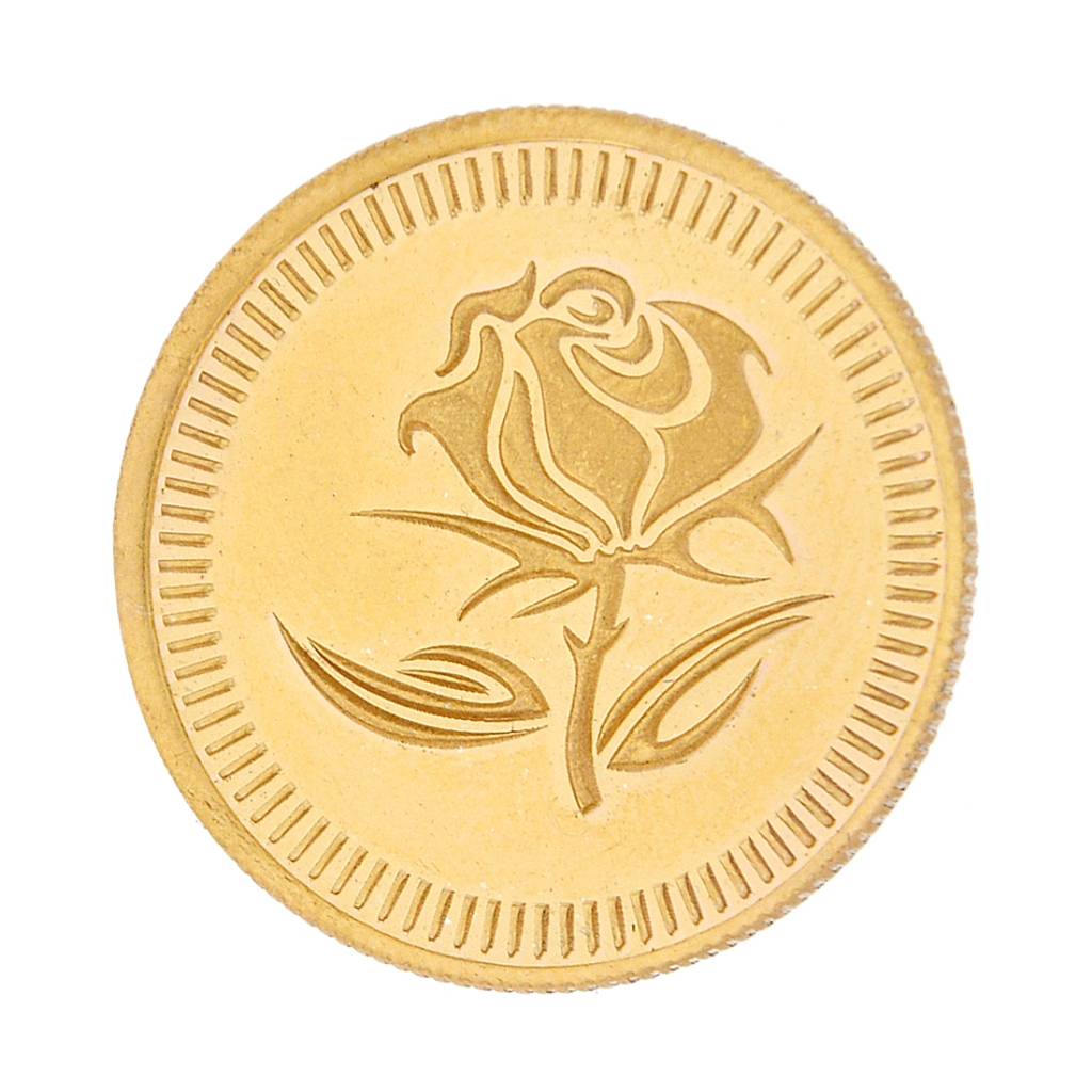 Sri Jagdamba Pearls 2 Gram 22Kt (916) Hall Marked Flower Gold Coin : JPAUG-17-070-22-2