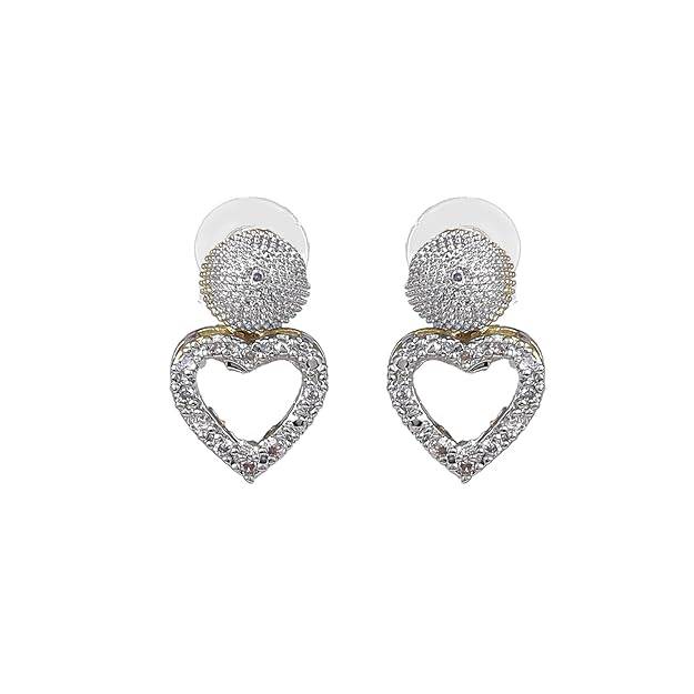 lry Combo Of Pendant Set For Women: Gold & Rhodium Plated Charming White American Diamond Stylish Hea : OSAKCOM010-2TNWEPDERBRFN