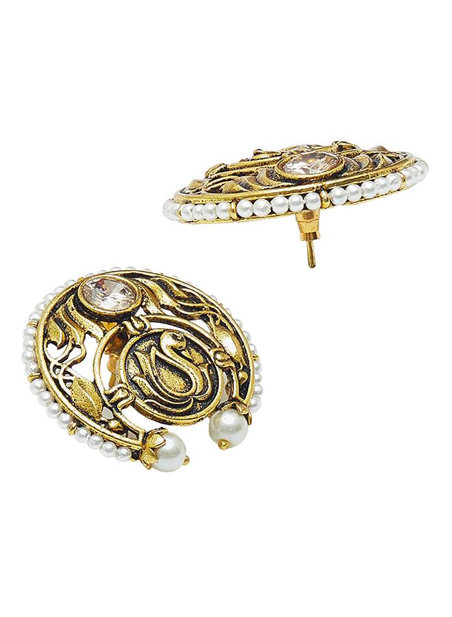 Gold Finish Traditional Earrings From Apsara Collection : 8905124452815
