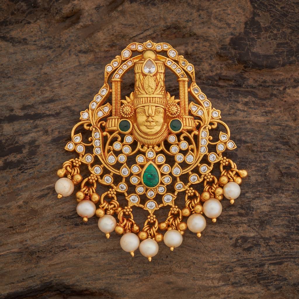 Kushal'S Fashion Jewellery Gold-Plated Ethnic 92.5 Pure Silver Temple Pendants-178060 : 426599
