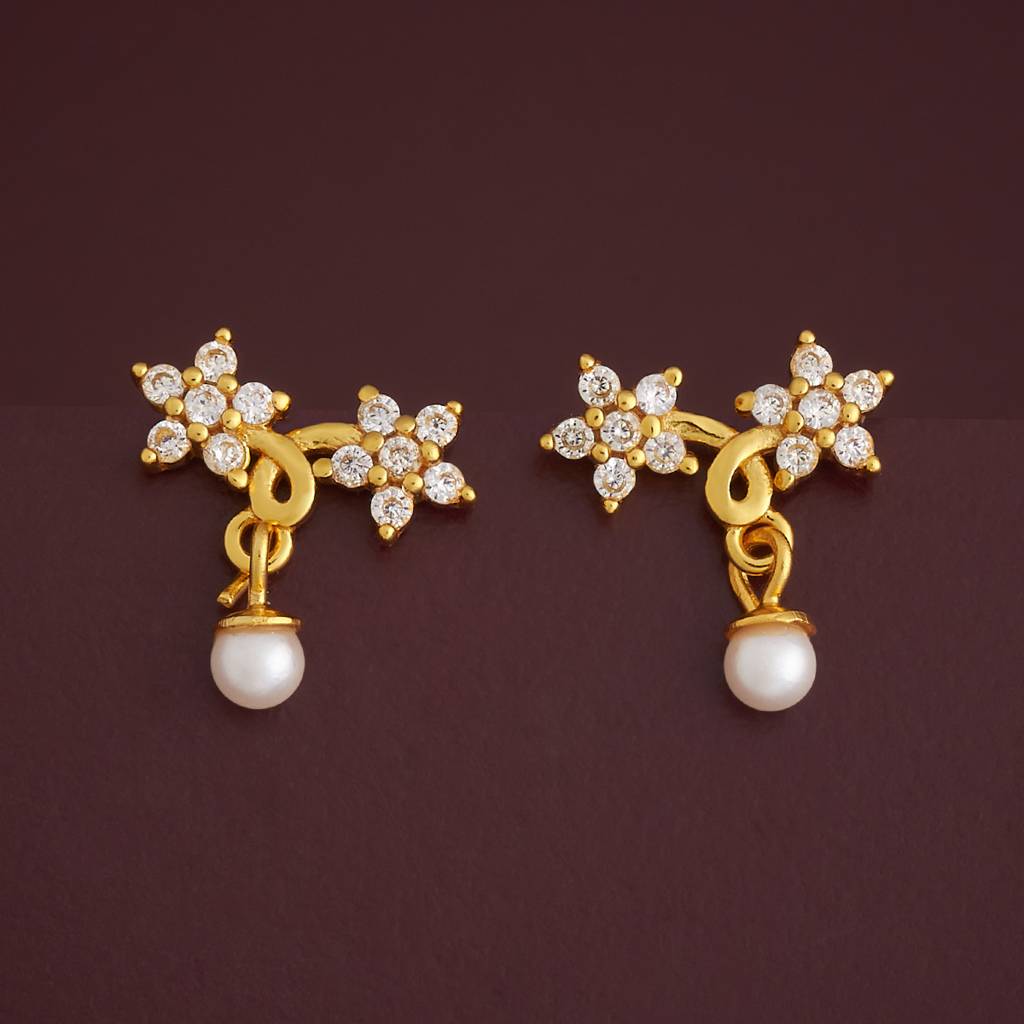 Kushal'S Fashion Jewellery Pearl Plated Synthetic & Zircon 92.5 Sterling Silver Drops-183108 : 437222