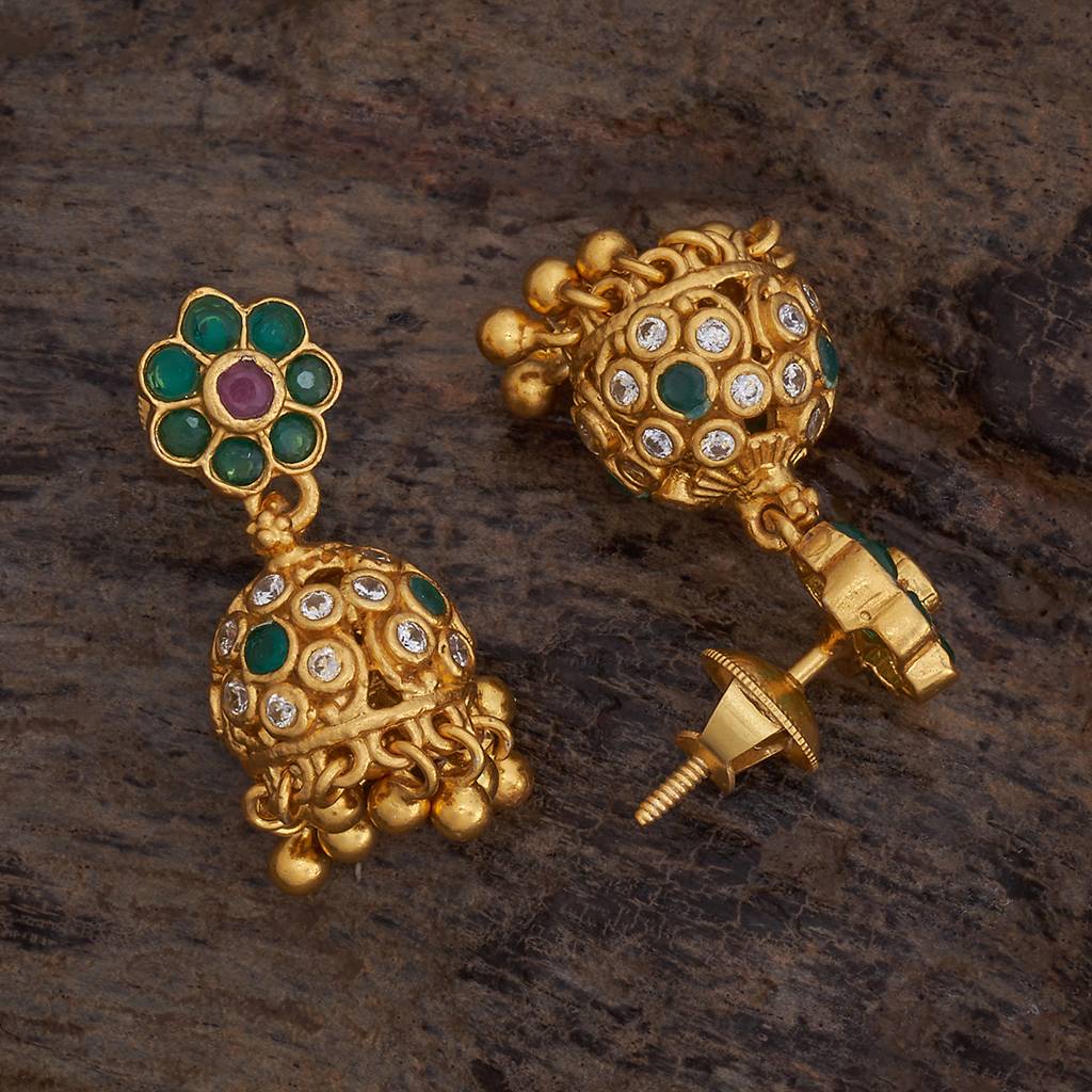 Kushal'S Fashion Jewellery Gold-Plated Ethnic 92.5 Pure Silver Temple Jhumkas-177402 : 428940