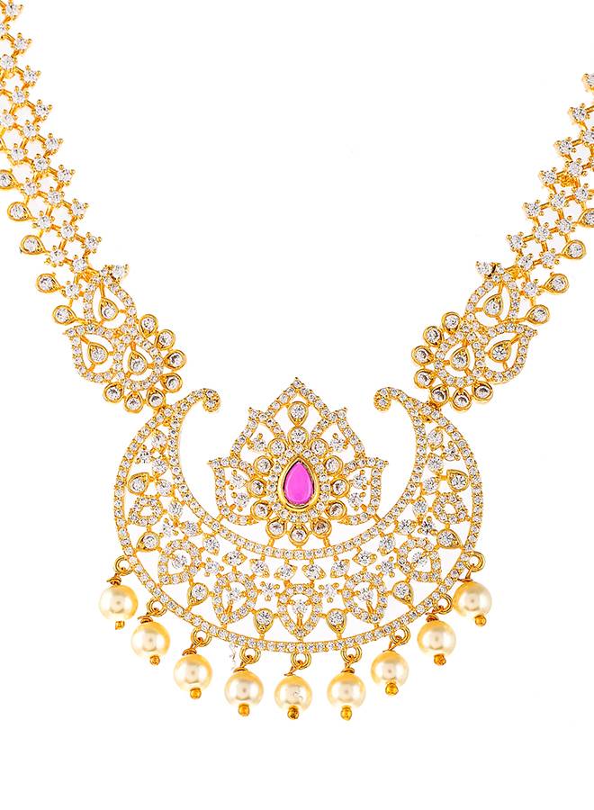 Pearl Beads And White Cz Jewellery Set : 8905124479058