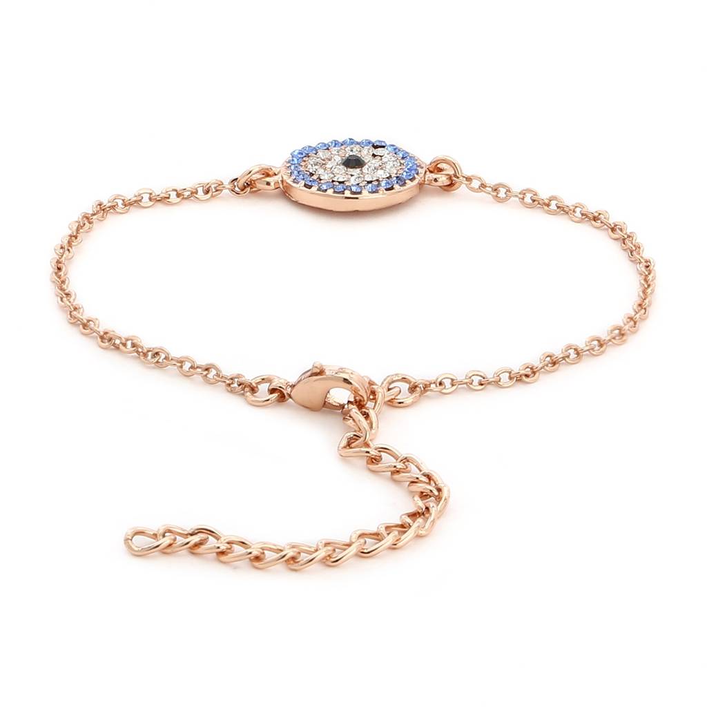 Estele Rosegold Plated Coin Evil Eye Bracelet With Austrian Crystals (Adjustable) : 101997RGBR