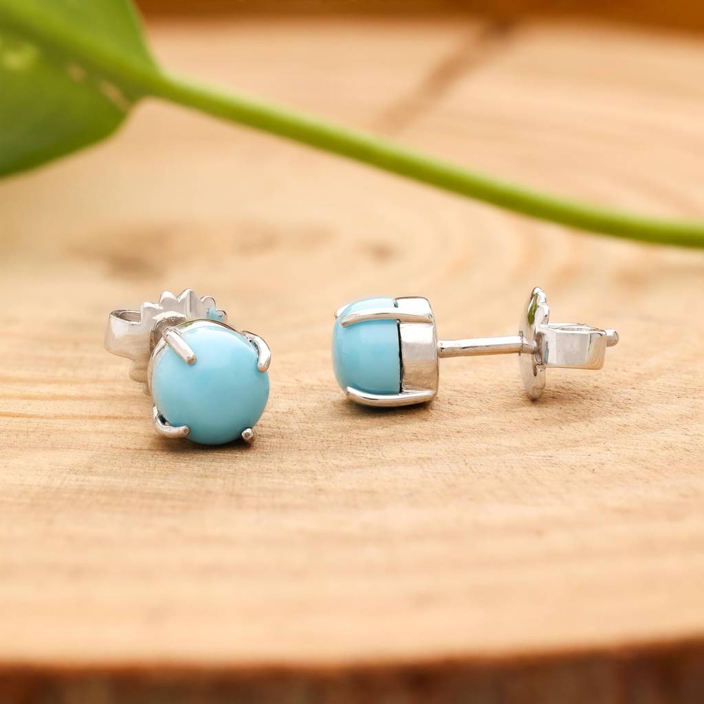 925 Silver Turquoise Cz Stud Earrings Â Dainty Gemstone Studs December Birthstone Jewelry : SE_000579