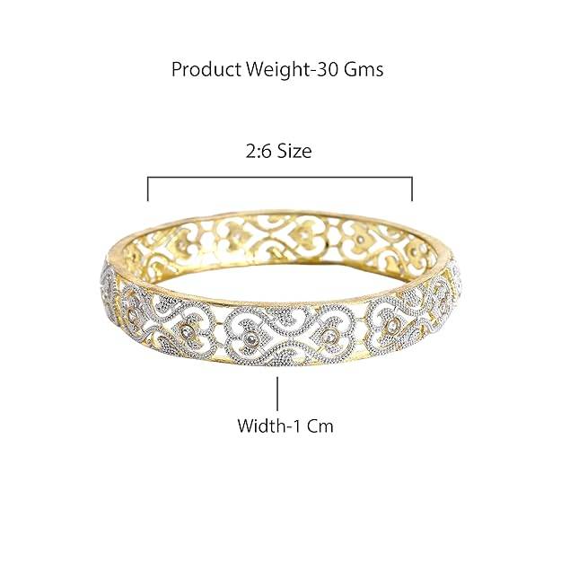 Gehena By Estele Fashion Jewelry Bangles For Women: Classic Gold & Rhodium Plated Size Bangles Set Wit : OSAK002-2TNWE26BANGLE