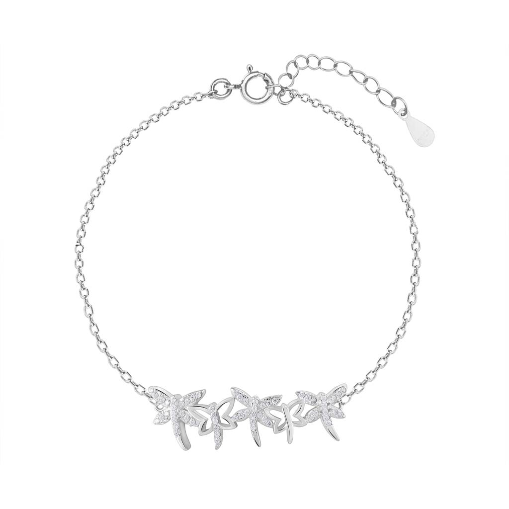 925 Sterling Silver Butterfly Affection Silver Bracelet : RJSPBR14