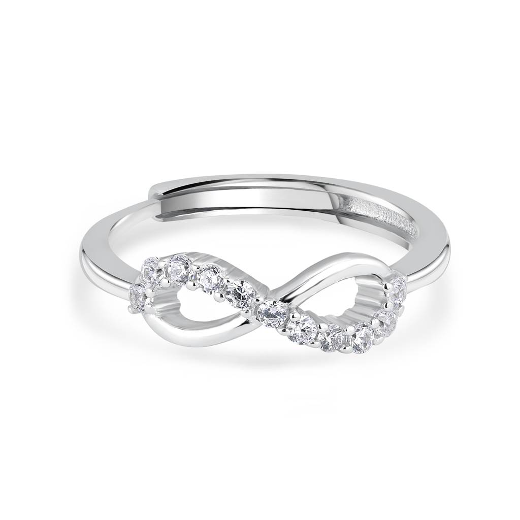 925 Sterling Silver Infinity Zircon Adjustable Ring : RJSPRG13