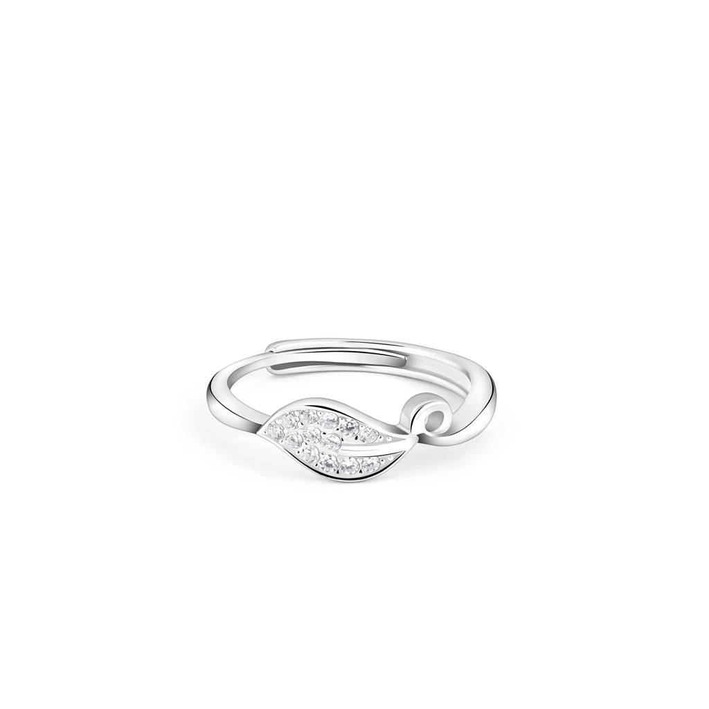 925 Sterling Silver Leaf Poetry Zircon Adjustable Ring : RJSPRG05