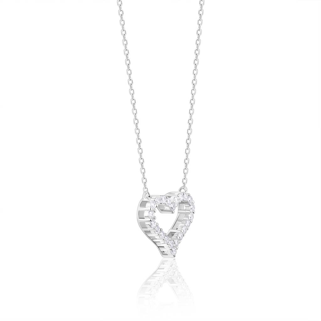 925 Sterling Silver Heart Affection Love Pendant With Link Chain : RJSPPN05