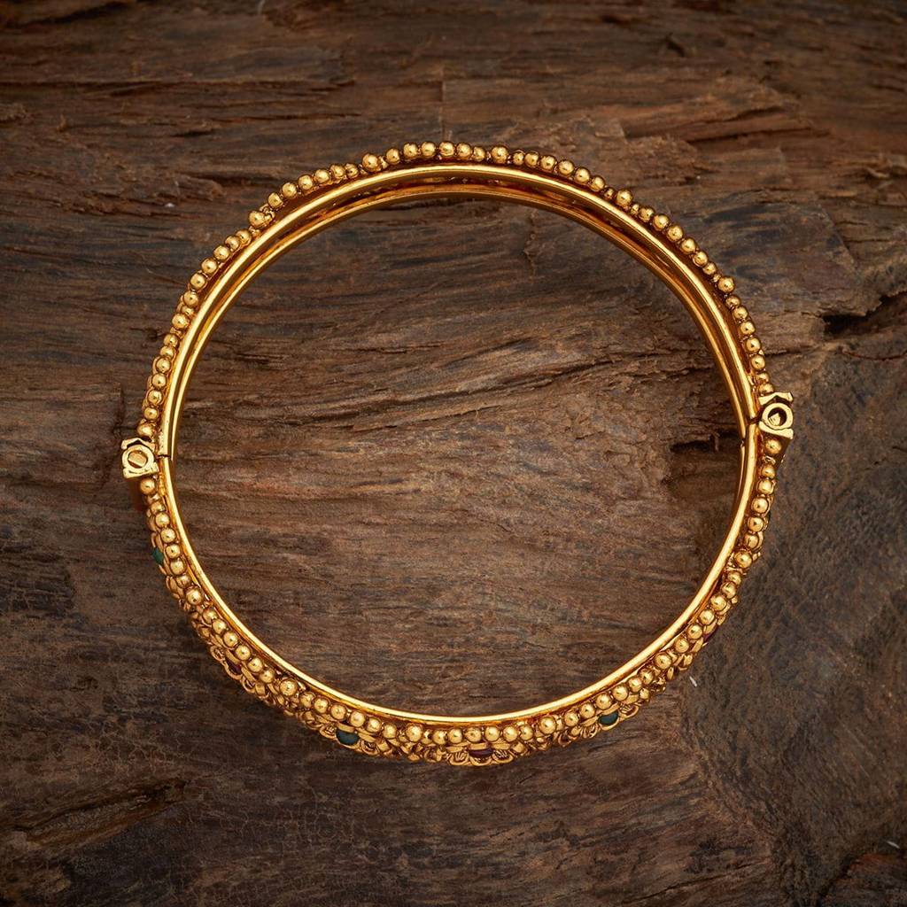 Kushal'S Fashion Jewellery Gold-Plated Synthetic Stones Ethnic Antique Bangle-142039 : 410990