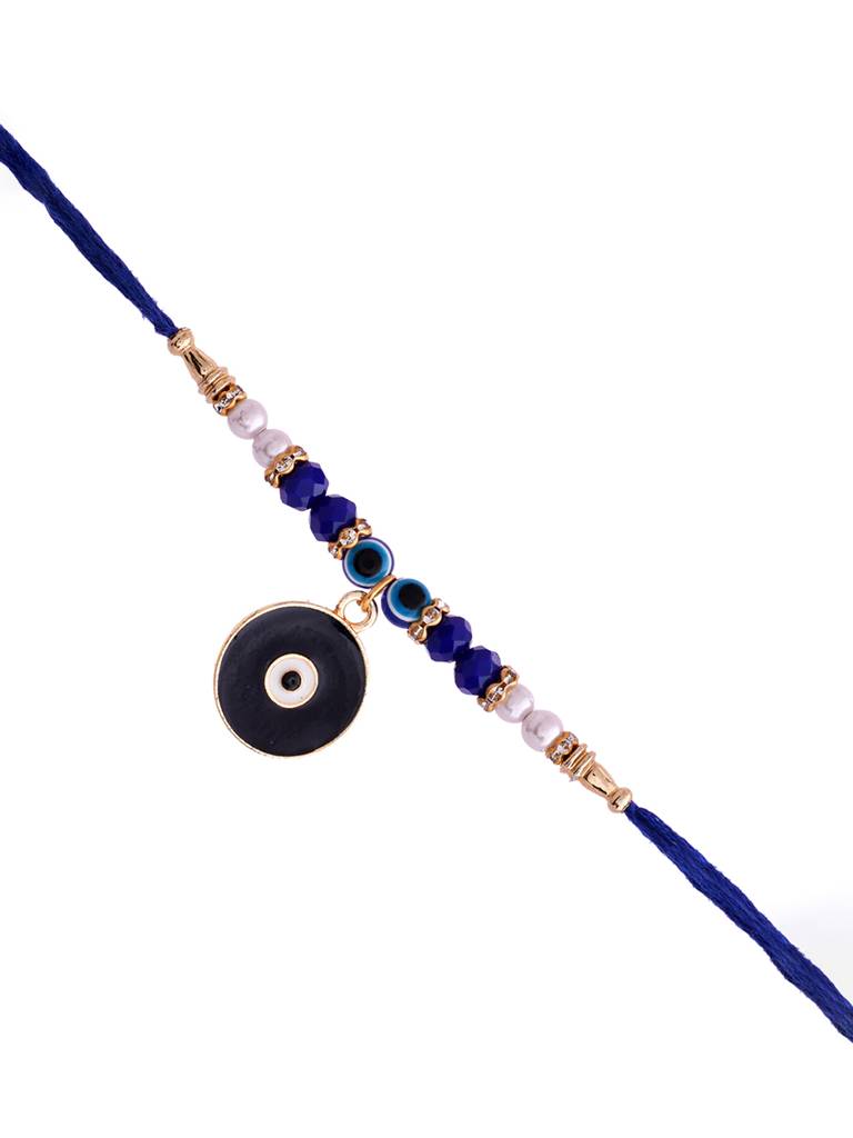 Blue Stone Decked Evil Eye Design Rakhi : 8905124461824