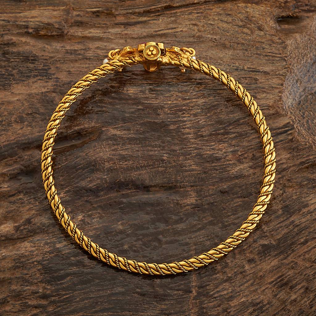 Kushal'S Fashion Jewellery Ruby-Green Gold-Plated Ethnic Antique Kada-173736 : 416916