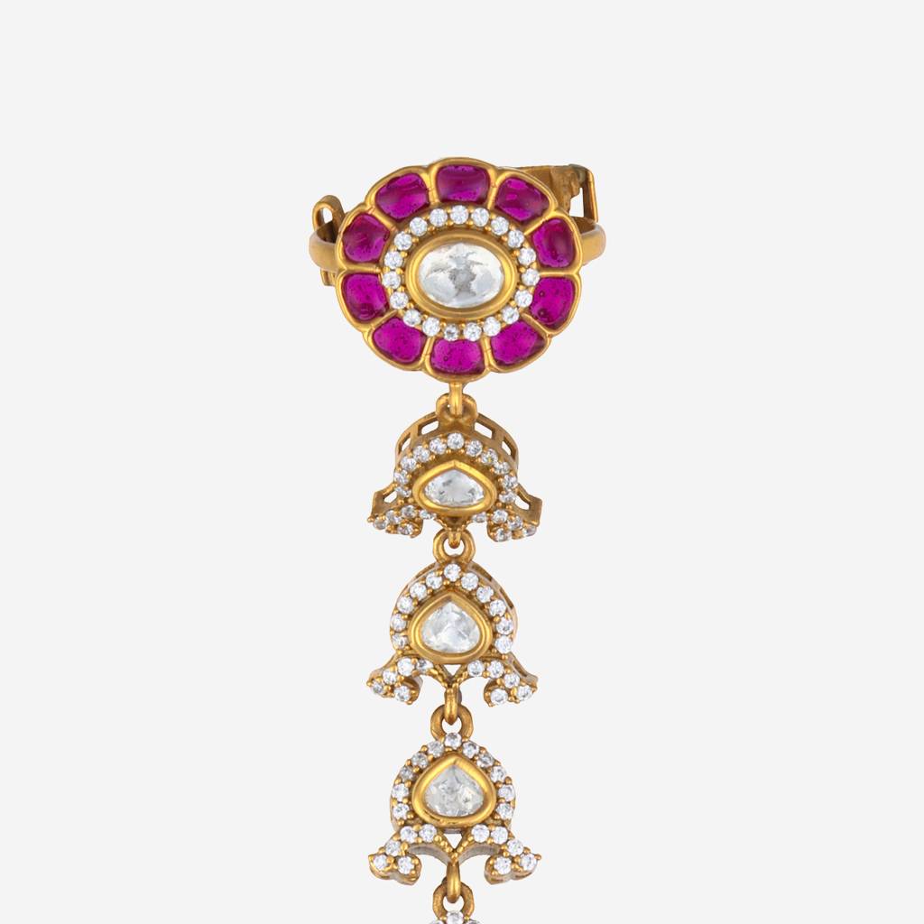 Ruby Victorian-Plated Party Kundan Hathpan  -442206 : 442206
