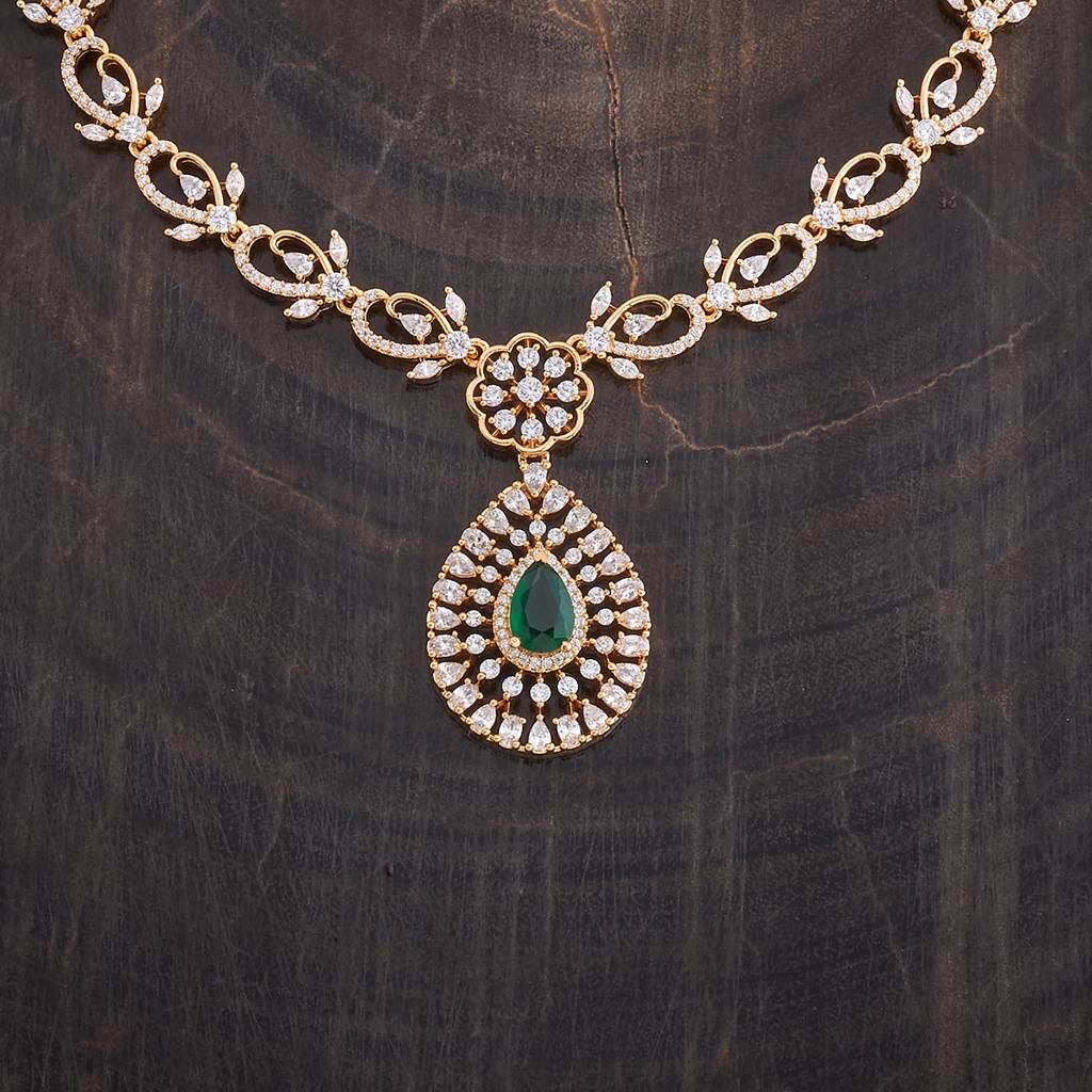 Kushal'S Fashion Jewellery Gold-Plated Cubic Zirconia Studded Jewellery Set-178003 : 426488