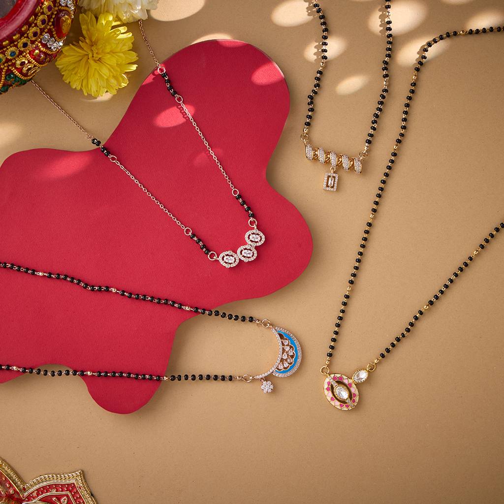 Kushal'S Fashion Jewellery White Gold-Plated Festive Zircon Mangalsutra-172982 : 415049