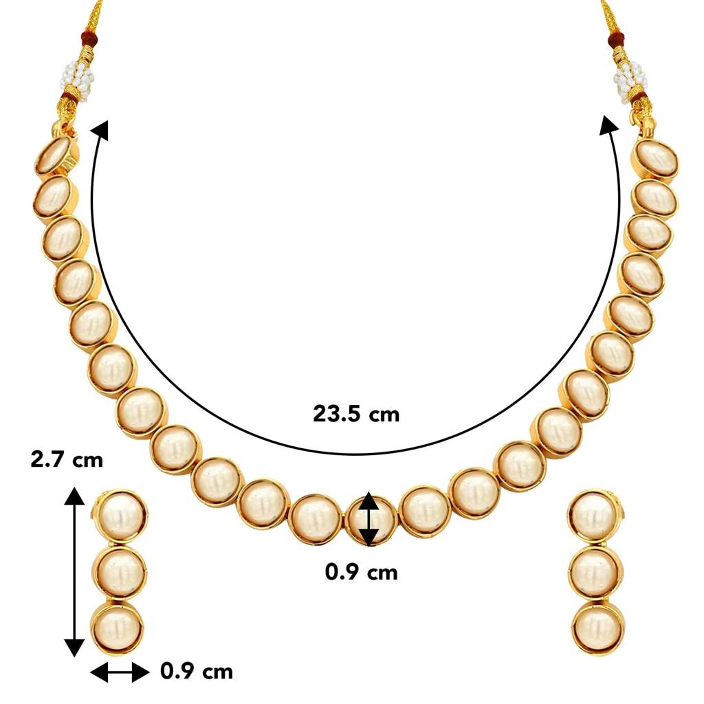 Gold Plated Choker Necklace With Drop Earrings Traditional Jewellery Set For Women Girls-Pf04N3392 : PF04N3392W