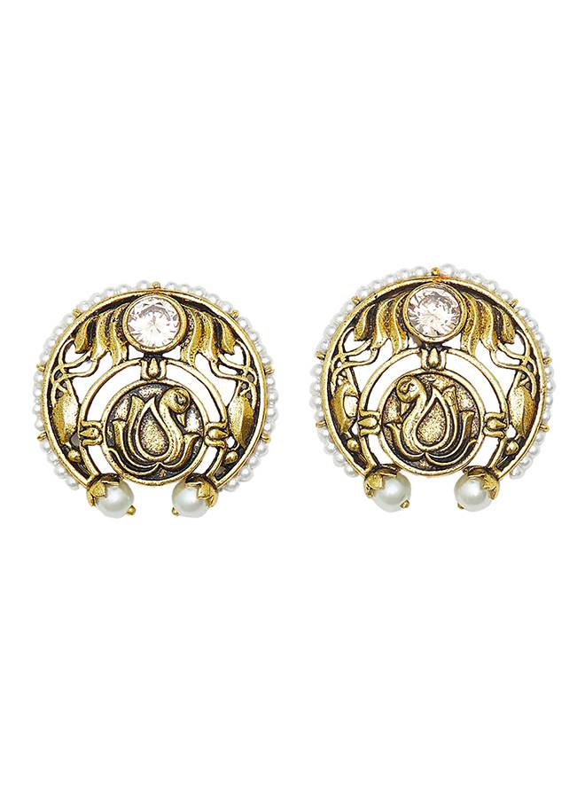 Gold Finish Traditional Earrings From Apsara Collection : 8905124452815