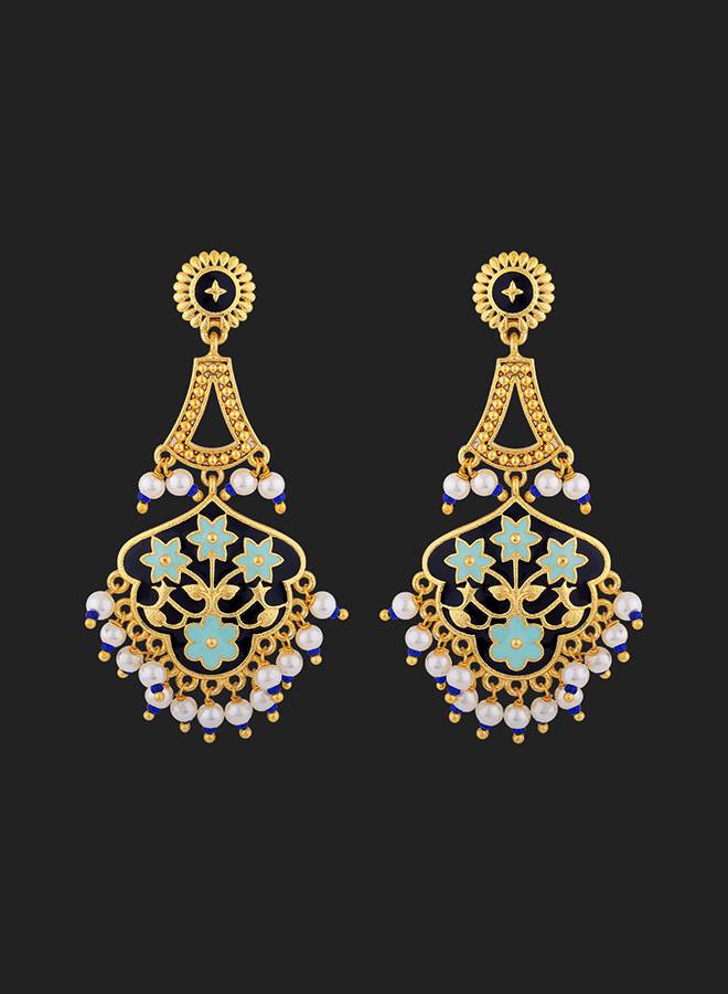 Tahira Royal Black Chandelier Earrings : 8905124054873